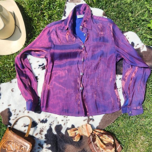 90s Vintage Purple Western Shirt - Picture 1 of 2